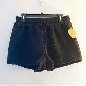 Sundown by Splendid Shorts Playa Sherpa Shorts in Black Sz XL NWT Cozy